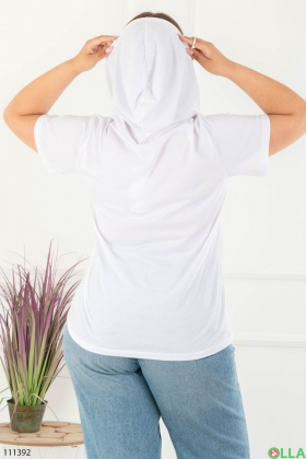 Women's white batal t-shirt with a hood