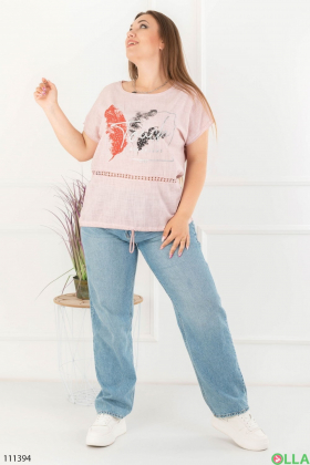 Women's pink batal t-shirt with print