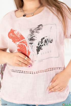 Women's pink batal t-shirt with print