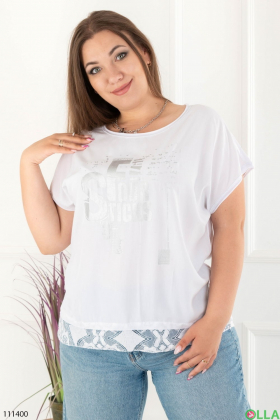 Women's white batal t-shirt with an inscription