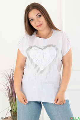 Women's white batal t-shirt with print
