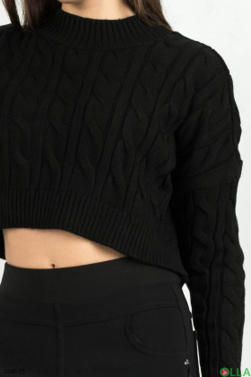 Женский черный укороченный свитер