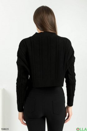 Женский черный укороченный свитер