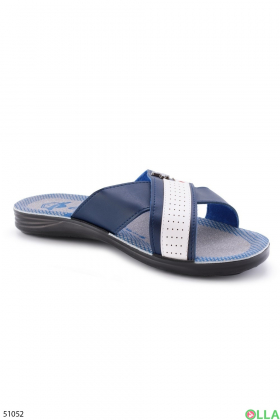 Men's blue and white flip flops