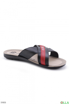 Men's black and red slippers
