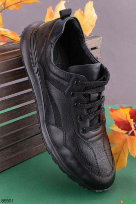 Men's black sneakers made of eco-leather