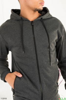 Men's dark gray zip-up hoodie