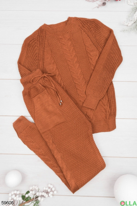 Women's knitted brown suit