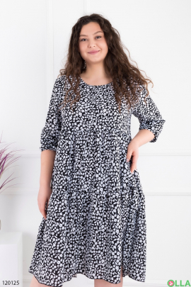 Women's black and white batal dress with floral print