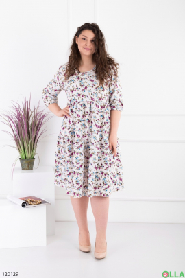 Women's white batal dress with floral print