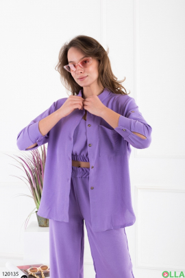 Женский фиолетовый костюм-тройка