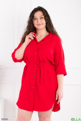 Жіноча червона сукня-сорочка батал