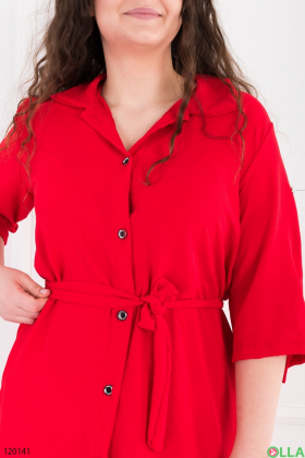 Women's red batal shirt dress