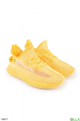 Women's yellow textile sneakers