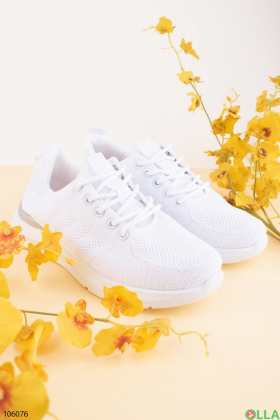 Women's white textile sneakers