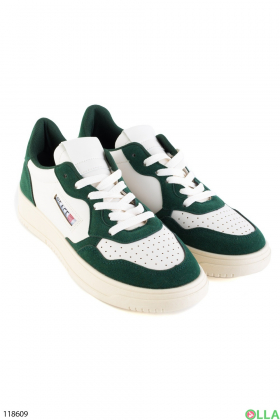Women's white and green lace-up sneakers