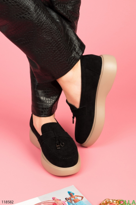 Women's black eco-suede shoes