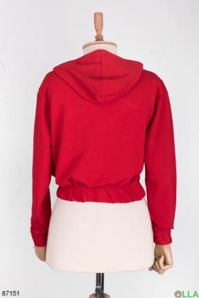 Women's red hoodie with slogans