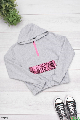 Women's gray hoodie with slogans