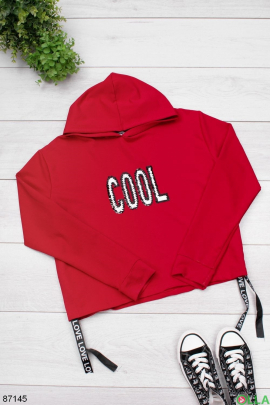 Women's red hoodie with slogan