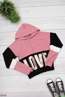 Women's black and pink hoodie with slogans