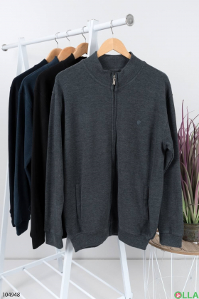 Men's dark gray zip-up sweater
