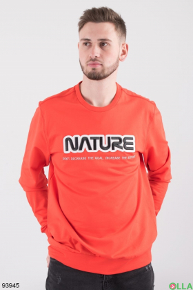 Men's coral sweatshirt with slogan