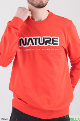 Men's coral sweatshirt with slogan