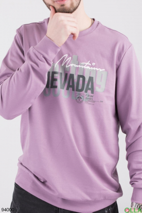 Men's lilac sweatshirt with an inscription