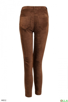 Женские коричневые велюровые брюки