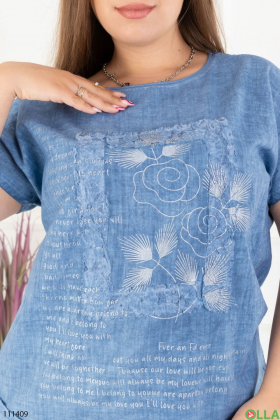 Women's blue printed batal t-shirt