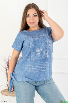 Women's blue printed batal t-shirt