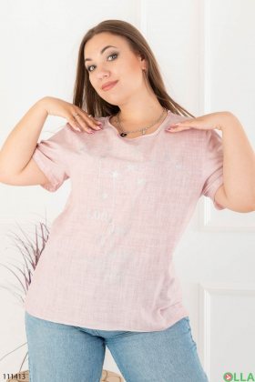 Women's pink batal t-shirt with an inscription
