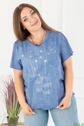 Women's blue batal t-shirt with an inscription