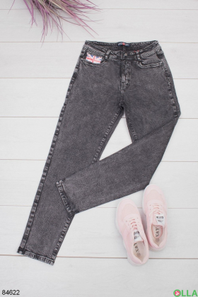 Женские темно-серые джинсы