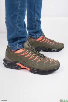 Мужские зелено-оранжевые кроссовки 