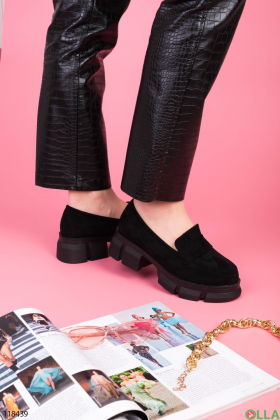 Women's black eco-suede platform shoes