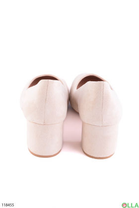 Women's light beige eco-suede heels