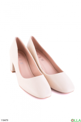 Women's light beige eco-leather heels