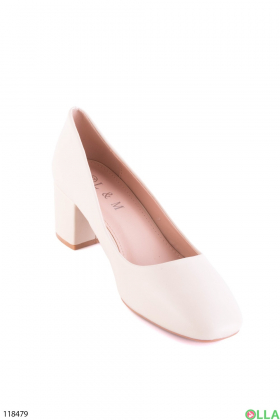 Women's light beige eco-leather heels