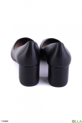 Women's black eco-leather shoes with heels