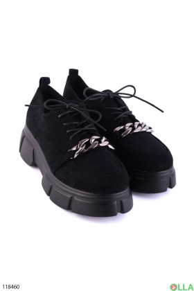 Жіночі чорні туфлі з еко-замші