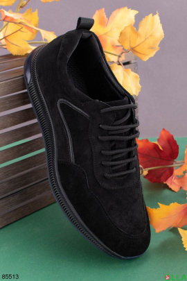 Men's black eco-suede sneakers