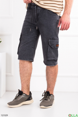 Мужские серые джинсовые шорты батал