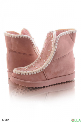 Женские ботинки розового цвета