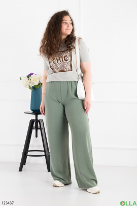Women's green batal palazzo trousers