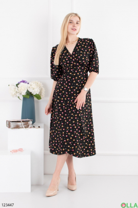 Women's black dress with floral print