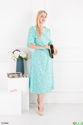 Women's turquoise dress with floral print