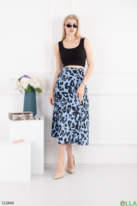 Women's blue and black printed skirt