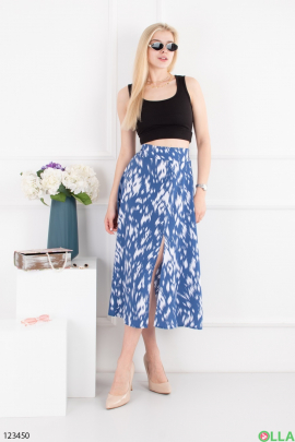 Women's blue and white printed skirt